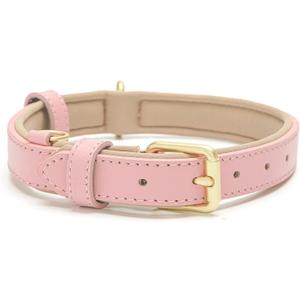 Leather Dog Collar for Small Medium Large Dogs Soft Waterproof Padded Puppy Collars (X-Small: Neck 7.87"-11.81" Width 0.59", Pink)