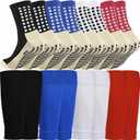 1 Set Anti-Slip Grip Soccer Socks with Shin Guard Sleeves, Sports Athletic Socks for Men Women