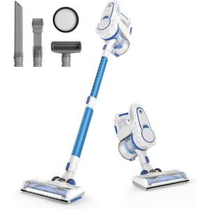 Cordless Vacuum Cleaner, 8-in-1 Rechargeable Cordless Vacuum, 30 Mins Runtime Stick Vacuum, with 1.4L Dust Bin and 11 LED Headlights, for Home Hardwood Floor Carpet Pet Hair