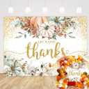 Let's Give Thanks Backdrop Thanksgiving Background for Photography Fall Pumpkins Friendsgiving Party Banner Autumn Harvest Decoration Family Dinner Party Photo Props (8X6FT)
