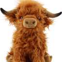 Cute Highland Cows Stuffed Animals,10.5 inches Realistic Cow Plush Toy,Highland Cattle Farm Toy Present for Adults Kids Boys Christmas Halloween Girls Birthday Plush Present