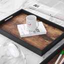 Fibogollo Set of 2 Wooden Serving Tray with Handles,Decorative Trays Platter,Breakfast Tray in Bed,Large Coffee Table TrayFood Drinks Trays for Eating,Working,Storing