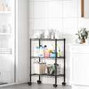 DUMOS 3-Tier Metal Storage Shelves, Wire Shelving with Wheels, 23.1"W