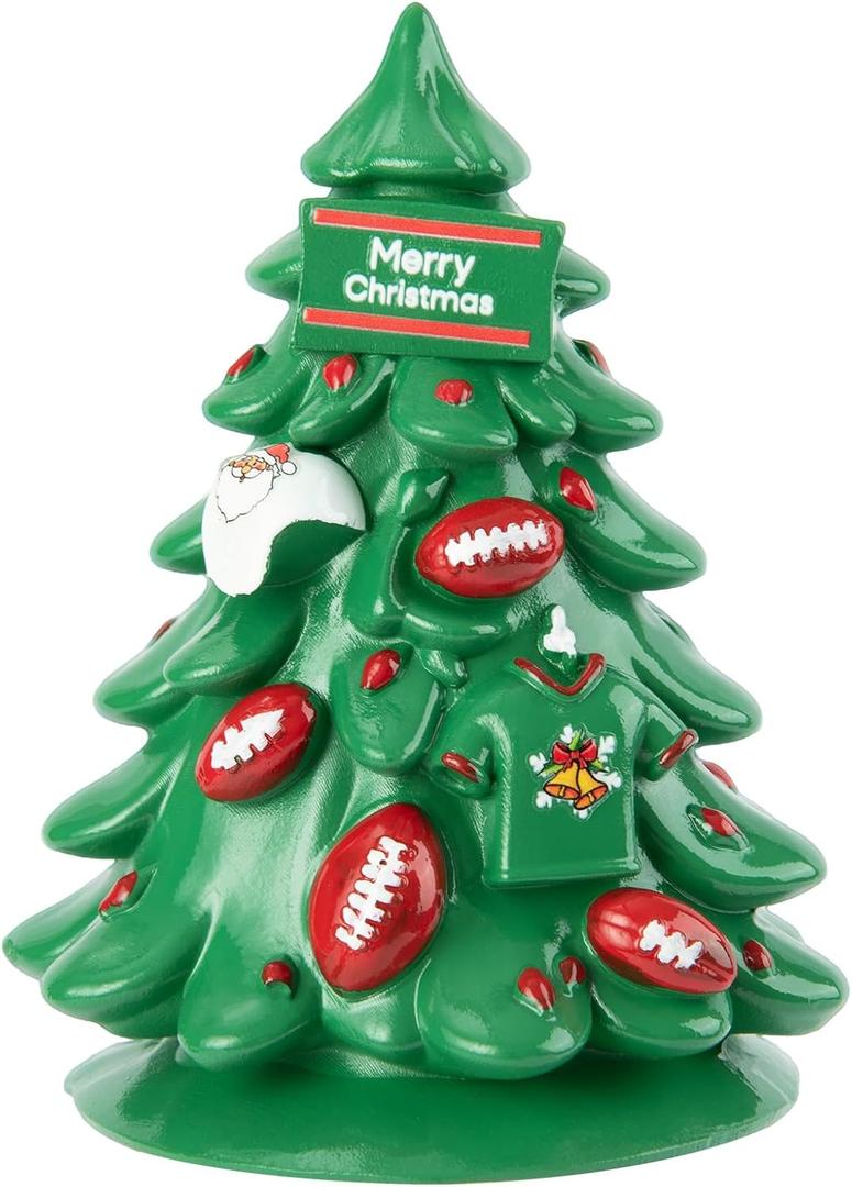 2 x Football Christmas Tree Ornament, Decorative Resin Tree with Merry Christmas Sign, 4.3 x 2.7 inches