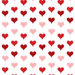 Marspark 72 Pcs Heart Garland Banner for Valentines Decorations Red Pink Heart Garland for Valentines Day Party Decor Wedding Engagement Bachelorette Home Outdoor Indoor Hearts Hanging Decorations