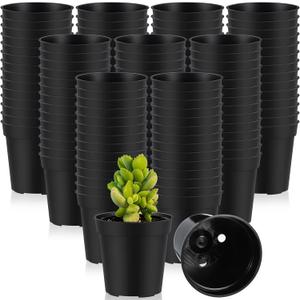 Yaomiao 200 Pcs 2 Inch Black Mini Plastic Plant Pot Nursery Seedling Pots Seed Starter with Drainage Holes for Indoor Outdoor Garden Succulent Plants Cuttings Transplanting