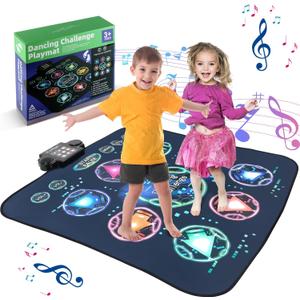 Dance Mat, Electronic Dance Mixer Rhythm Step PlayMat,Dance pad Game Toy for Girls Boys, Christmas/Festival/Birthday Gift for Kids, Built-in Music,24 Challenge Levels, Age 3-4 6 7 8 9 10 11 12+ Year Old (1 player)