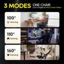 CYKOV Ergonomic Office Chair with Footrest - Adjustable Lumbar Support & Headrest, 90-160 Reclining Mesh Back Computer Chair - Home Office/Gaming, 350lbs Capacity (B-Black, Mesh)