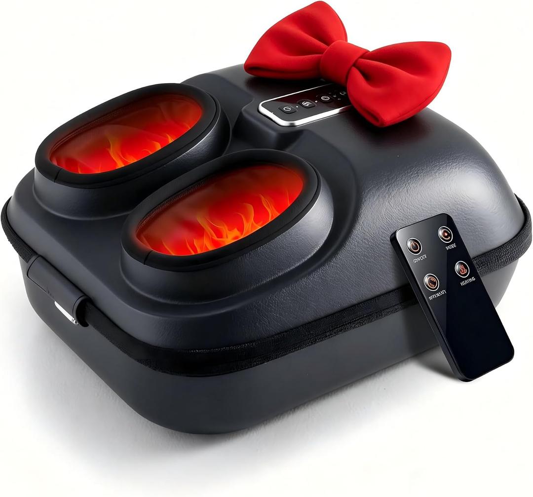 Shiatsu Feet Massager, Foot Massager with Heat for Neuropathy Plantar Fasciitis, Upgrade 6 Airbags 29 Nodes Deep Rolling, Compression, Ankle Kneading, Gifts for Men Women