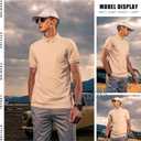 Men's Stripe Short Sleeve T-Shirt Mens Classic Casual Stripe Loose Shirts (L)