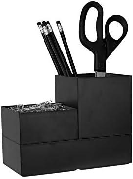 Bostitch Office Konnect Desk Organizer Accessory Tray & Storage Cup Bundle, Stacks for Desktop Storage,Makeup Organization, Black
