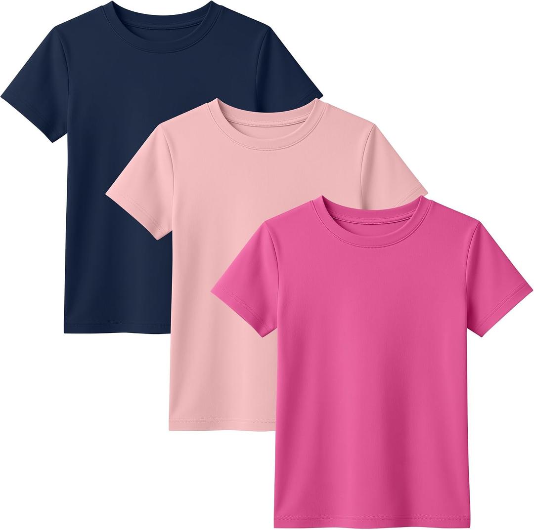 3 Pack Toddler Short Sleeve Tops | Crew Neck, Slim Fit, Summer Tees, Basic, Cute, Casual Tops, for Kids 18M-5T