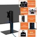 KKTONER Single Computer Monitor Stand Free Standing Desk Vesa Mount for 13 inch to 32 inch Screen Height Adjustable Monitor Mount Swivel Vesa 75*75mm/100*100mm Hold up 77Lbs