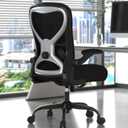 Office Desk Chair with Ergonomic Lumbar Support, Extra-Thick Seat Cushion, Flip-up Arms, Breathable Mesh Back, Computer Task Chair for Home Office (Black&silver)