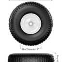 RONPOW 15x6.00-6nhs Lawn Mower Tires and Wheels, Riding Lawn Mower and Garden Tractor Front Pneumatic Tire Replacement Assembly, Easy to Install, 500Lbs Load, 3" Offset Hub, 3/4" Bearing, 2Pack White
