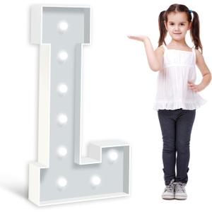 3FT Marquee Light Up Letters - Large Love, Marry Me, Baby & Name Letters for Anniversary Wedding Party Decoration - Pre-cut Foam Board Mosaic Balloon Kits