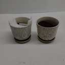 Gepege 6 Inch Beaded Ceramic Planter Set of 2 with Drainage Hole and Saucer for Plants, Indoor-Outdoor Large Round Succulent Orchid Flower Pot (Smoked Gray, Inner-pots not Larger Than 5 Inch) (Cream White)