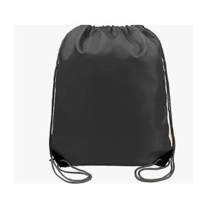 Large Black Velcro Drawstring Bag With Buckle And Clear Bottom Zipper