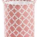 TECHMILLY 63L Large Laundry Basket with Long Handles, Collapsible Kids Laundry Hamper, Toy Storage Basket for Nursery, Bedroom Decor for Baby Girls and Boys (Pink Lattice) (1 Pack)