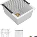 15"x18" Undermount Bar Prep Sink  White Granite Composite Quartz Classic Under Counter Single Bowl Sink Basin for Wet Bar, RV, Small Kitchen, Mobile Home