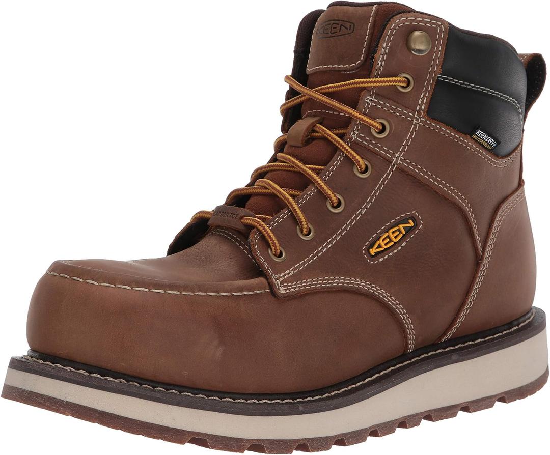 KEEN Utility Men's Cincinnati 6" Composite Toe Waterproof Wedge Work Boots, Belgian/ Sandshell, 10.5 Wide US