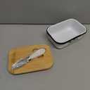 Butter Dish with Lid: Butter Dish for Countertop- AISBUGUR Metal Butter Keeper with Stainless Steel Multipurpose Butter Knife,Large Butter Container with Silicone Home Decor Kitchen Gift White