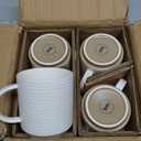 Sweese Stackable Coffee Mugs Set of 4, 10 Oz Ceramic Coffee Mug Cups with Embossed Design, Stackable Coffee Cups for Espresso, Cappuccino, Latte, Tea, White