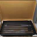 Vantas Folding No-Assembly Metal Pet Gate 120" Wide, 32" Extra Tall Dog Gate with Door Walk Through, Freestanding Accordion Puppy Gate for Indoor & Outdoor, with 2PCS Support - Black