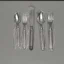 KINGSTONE Retro Rope-Pattern Silverware Set, 5-Piece Flatware Set Cutlery Set Forged with Handcrafted Texture Handles 18/10 Stainless Steel, Dishwasher Safe