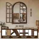 Arched Wall Mirror with Wood Window Frame, 38x26 Vintage Rustic Arch Farmhouse Mirror for Wall, Living Room, Bedroom, Entryway(Brown)