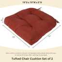 FUNHOME Tufted Patio Chair Cushions Set of 2,Rounded Back 19 x19x5 Inch,Water Resitant Outdoor Seat Cushion with Ties,Fade Resistant Wicker Chair Cushion for Garden Furniture(Rust Red)