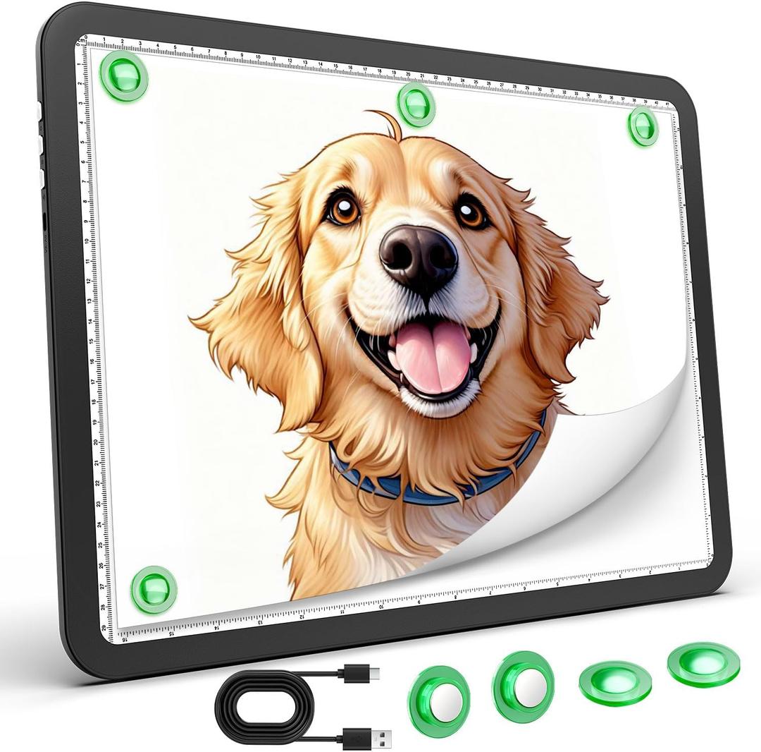 Zocelight Rechargeable A3 Light Box for tracing,Diamond Art Light Board with 4 Magnets,Wireless Light Pad for Diamond Painting,Ultra Bright Light Table for Drawing, Sketching, Animation (Black)