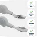 Tiny Twinkle Easy Grip Toddler Utensils Spoon and Fork Set - BPA & Phthalate Free Utensil Sets, Kids Silverware With Silicone Handle, Baby Led Weaning Supplies for 12 Months & Up (Grey Elephant)