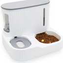 Kathson Automatic 2 in 1 Cat Feeder and Water Dispenser, Gravity Feed Pet Feeder for Indoor & Outdoor Cats (Grey)