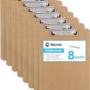 Wood Clipboards Set of 8, Letter Size Hardboard Clip Board 8.5x11 for Classroom, Students, Kid, A4 Standard Size 9" x 12.5" with Low Profile Clip, Office & School Supply