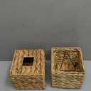 Set of 2 Water Hyacinth Handwoven Tissue Box Cover, Natural Handmade Wicker Napkin Box Holder, Handcrafted Square Facial Tissue, Rustic Decorative on Table and Bathroom, Office, Boho Decorative