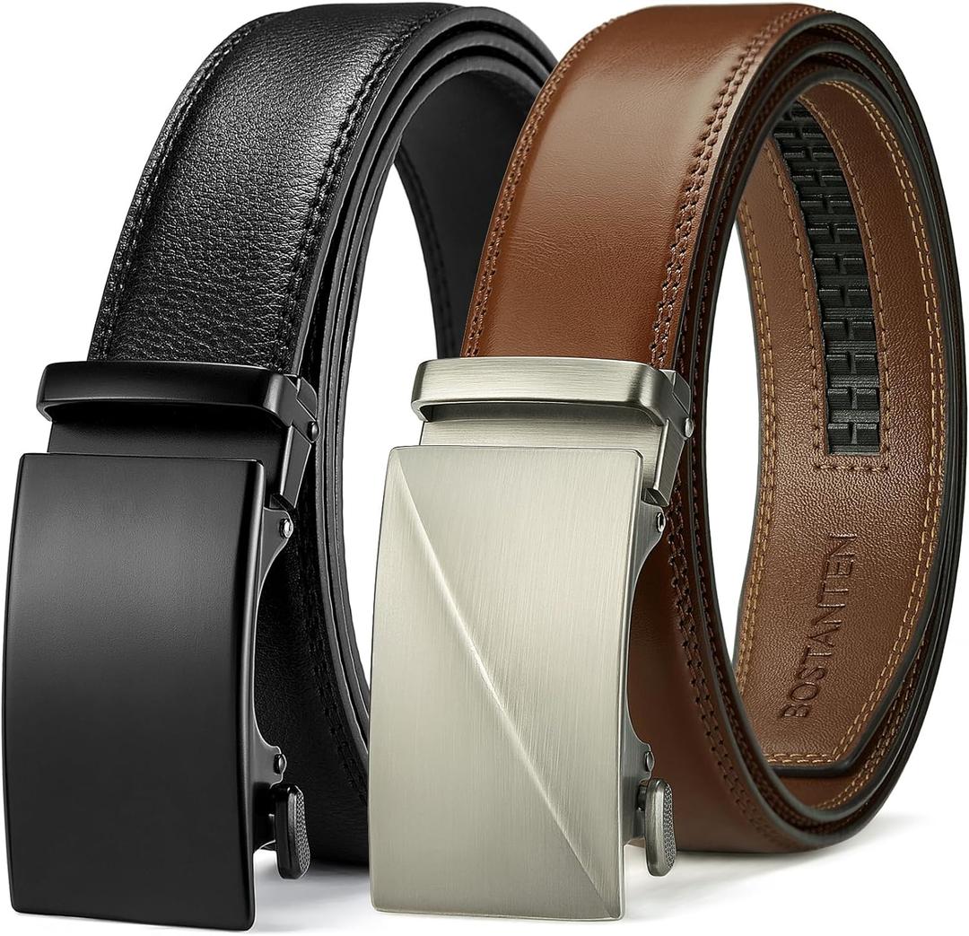 BOSTANTEN Ratchet Leather Belt For Men 2 Pack Dress and Casual with Adjustable Buckle, Trim to Fit (003-black and Coffee) BOSTANTEN Ratchet Leather Belt For Men 2 Pack Dress and Casual with Adjustable Buckle, Trim to Fit (003-black and Coffee)