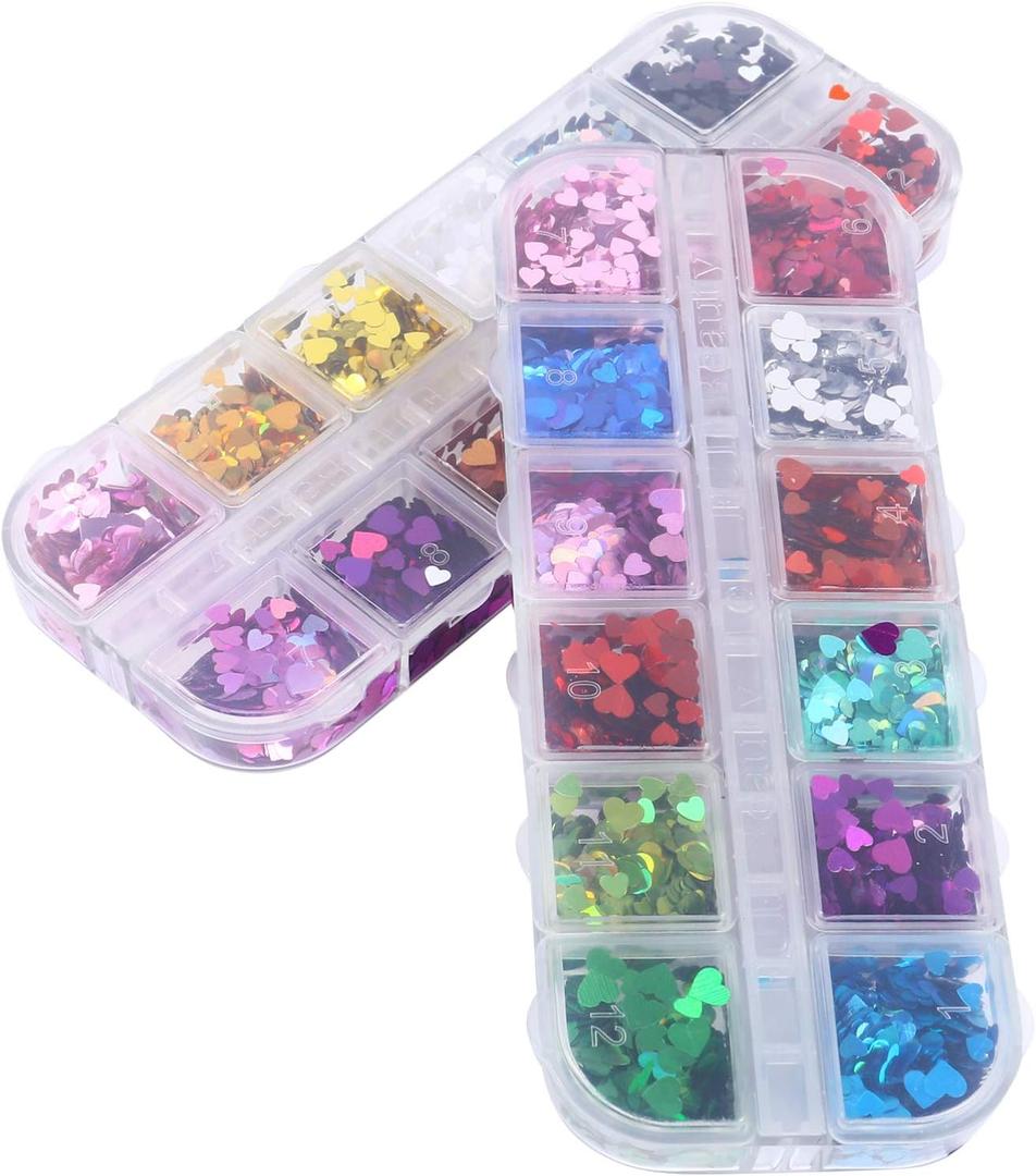 1 Boxes Nail Art Heart-Shaped Sequins Nail Glitter Paillette Glitter Nail Sticker Holographic Nail Glitter Nail Decorations Manicure Glitter Sequin Set PVC