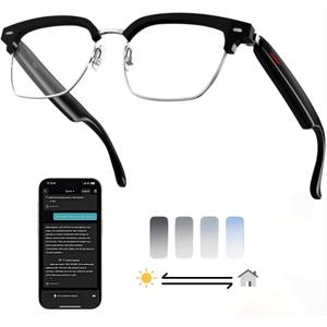 AI Translator Glasses, Smart Wireless Bluetooth Eyewear Supporting 140+ Languages & Accents, Two-Way Instant Translation for Business and International Travel, Built-in Speakers
