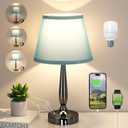 Touch Bedside Lamp for Bedroom with USB C Port, Small Touch Table Lamp with 2 USB Charging Ports, 3 Way Dimmable Nightstand Lamp for Living Room and Office - Turquoise Blue (LED Bulb Included)