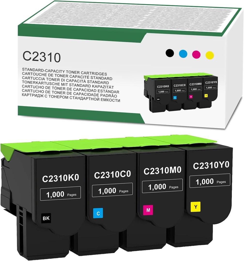 C2310 High Yield Black Cyan Magenta Yellow Toner Cartridge Replacement for Lexmark C2310K0 C2310C0 C2310M0 C2310Y0 for C2325 C2425 C2535 MC2325 MC2425 MC2535 MC2640 Printer C2310 High Yield Black Cyan Magenta Yellow Toner Cartridge Replacement for Lexmark C2310K0 C2310C0 C2310M0 C2310Y0 for C2325 C2425 C2535 MC2325 MC2425 MC2535 MC2640 Printer