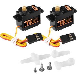2PCS 5g Micro Digital Servo, Mini Servo, Metal Gears, Coreless Motor Servos for 1/28 RC Car Airplane Fixed-Wing Robot Helicopter Planes Part (JR2.54)