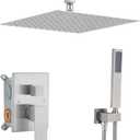 12 Inch Ceiling Mount Brushed Nickel Shower System Bathroom Luxury Rain Mixer Shower Combo Set Ceiling Rainfall Shower Head System (Contain Shower Faucet Rough-in Valve Body and Trim Kit)