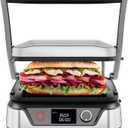 Chefman 5-in-1 Digital Panini Press Grill Sandwich Maker and Griddle Grill Combo with Removable, Reversible Dishwasher-Safe Grilling Plates, Opens 180 for Indoor BBQ /Flat Top Grill, Stainless steel