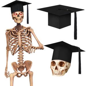 Geyoga 12 ft Skeleton Accessories Graduation 12 ft Skeleton Hat with Tassel Outdoor Giant Skeleton Giant Costume for Garden Lawn Decor