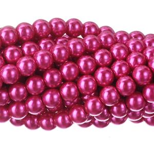 RUBYCA 200Pcs Czech Tiny Satin Luster Glass Pearl Round Beads Beading Jewelry Making 8mm Fuchsia