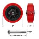 6" x 2" Heavy Duty Caster Wheels, 1/2" Bore Axle Non-Marking Polyurethane Wheel with Roller Bearing, Set of 2 Replacement Wheels with 2000 lbs Capacity (2 Pack)