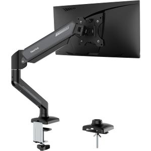NearHub Single Monitor Mount Arm for 13-32" Up 22 lbs Screens | VESA 75x75/100x100 | Clamp/Grommet Base | Cable Management | Space Saving Desk Setup,180 Swivel, Tilt +90 to -45, 360Rotation