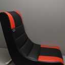The Crew Furniture Classic Video Rocker Floor Gaming Chair, Kids and Teens, Racing Stripe PU Faux Leather & Polyester Mesh, Black/Red