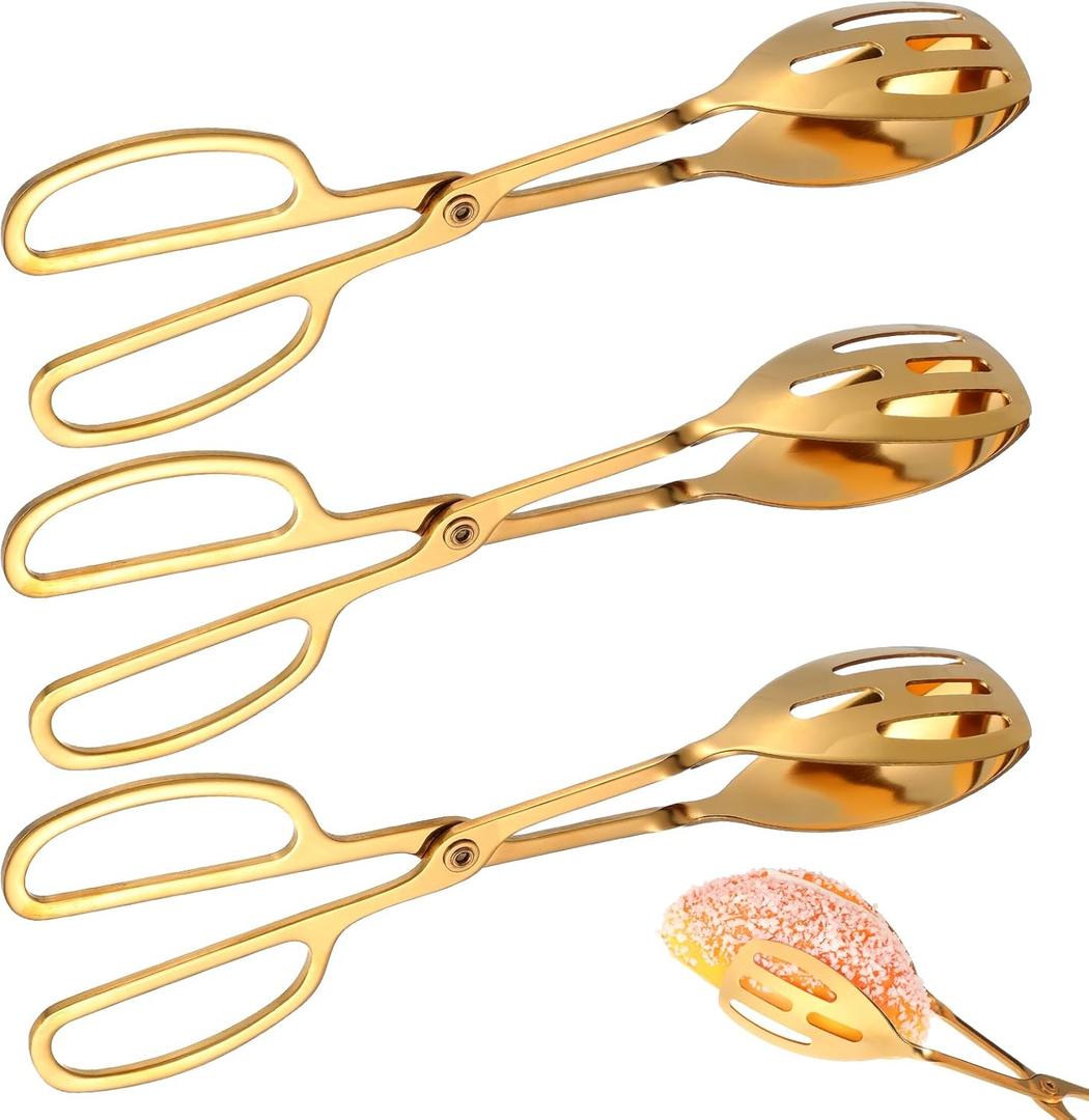 2 Pieces Buffet Salad Tongs for Kitchen Serving and Cooking, Stainless Steel Food Scissor Tongs, Catering Utensil for Bread Cake Bake Steak Barbecue